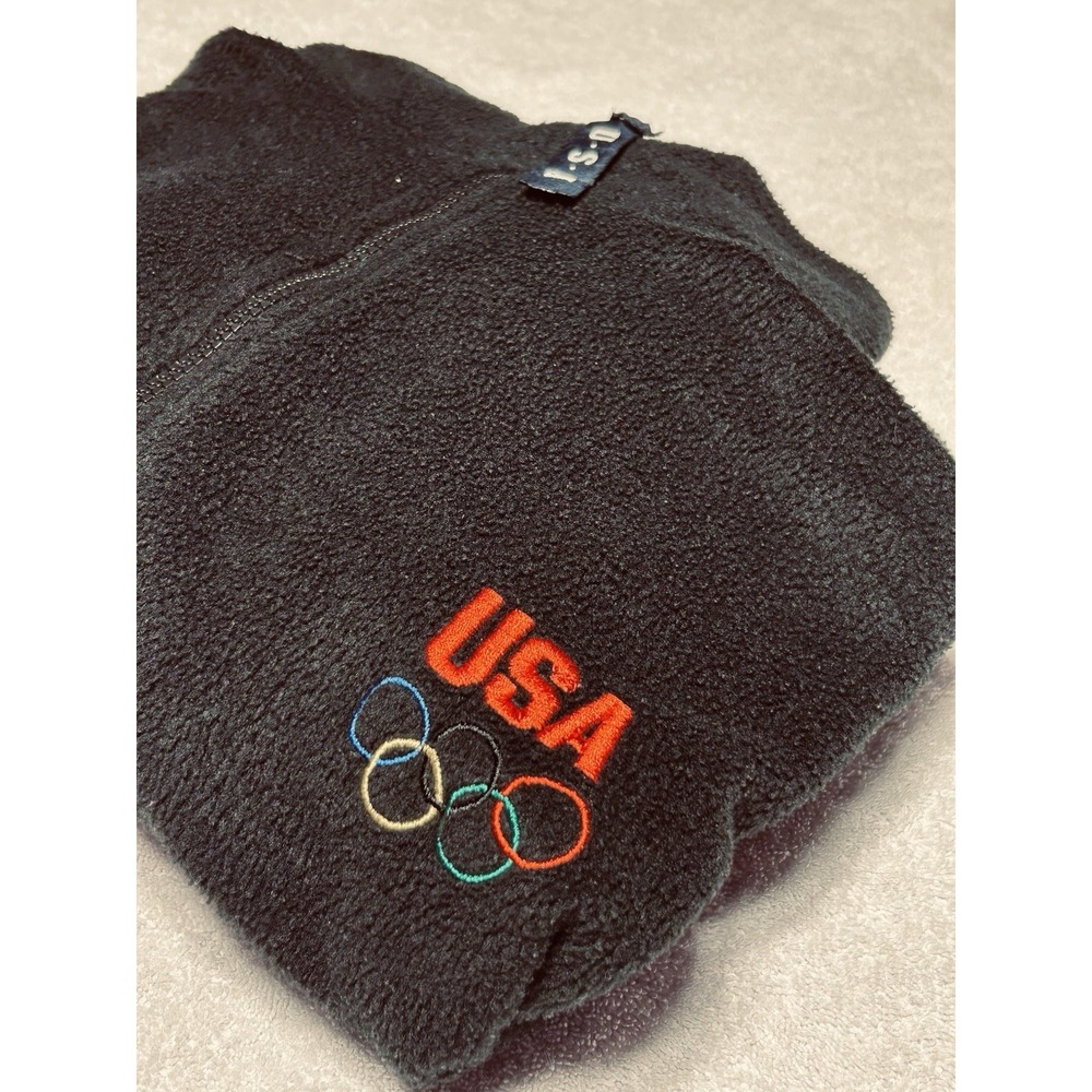 USA Olympics Jacket Mens 2XL Fleece Full Zip Logo Embroidered Pockets VINTAGE